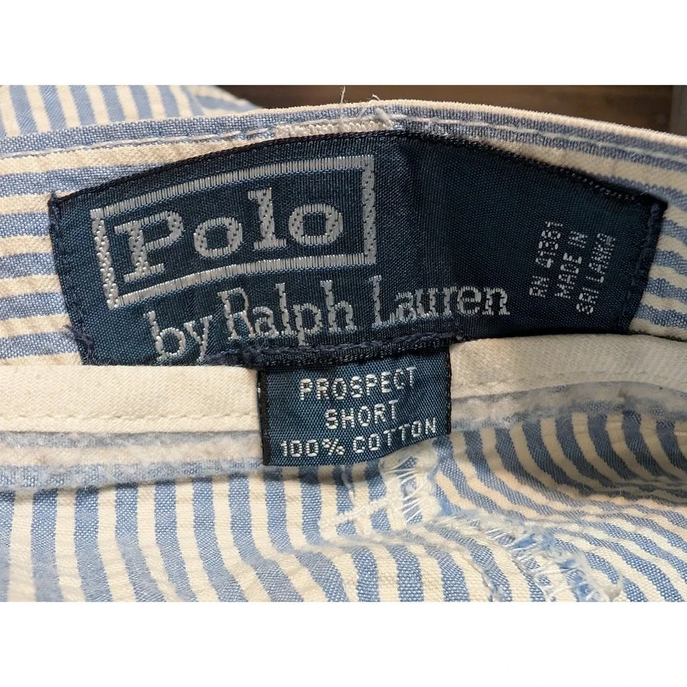 Polo Ralph Lauren Prospect Shorts Men's 42 Blue‎ White Stripe Cotton Casual READ